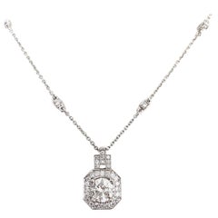 Platinum Diamond Cube Pendant Necklace