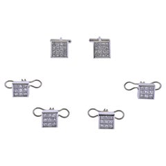 Platinum Diamond Cufflinks Stud Dress Set