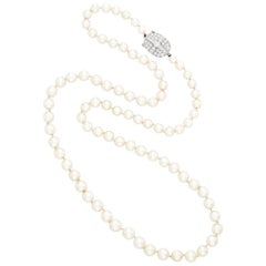 Platinum Diamond Cultured Pearl Necklace