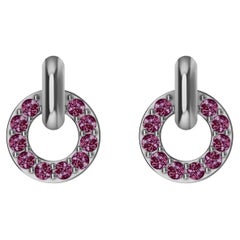Platin Diamantschliff Rosa Saphiren Petite Ohrhänger