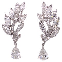 Platinum Diamond Dangle Drop Earrings Pear Trillion Baguette Marquise Diamonds Platinum Diamond Dangle Drop Earrings Pear Trillion Baguette Marquise Diamonds
