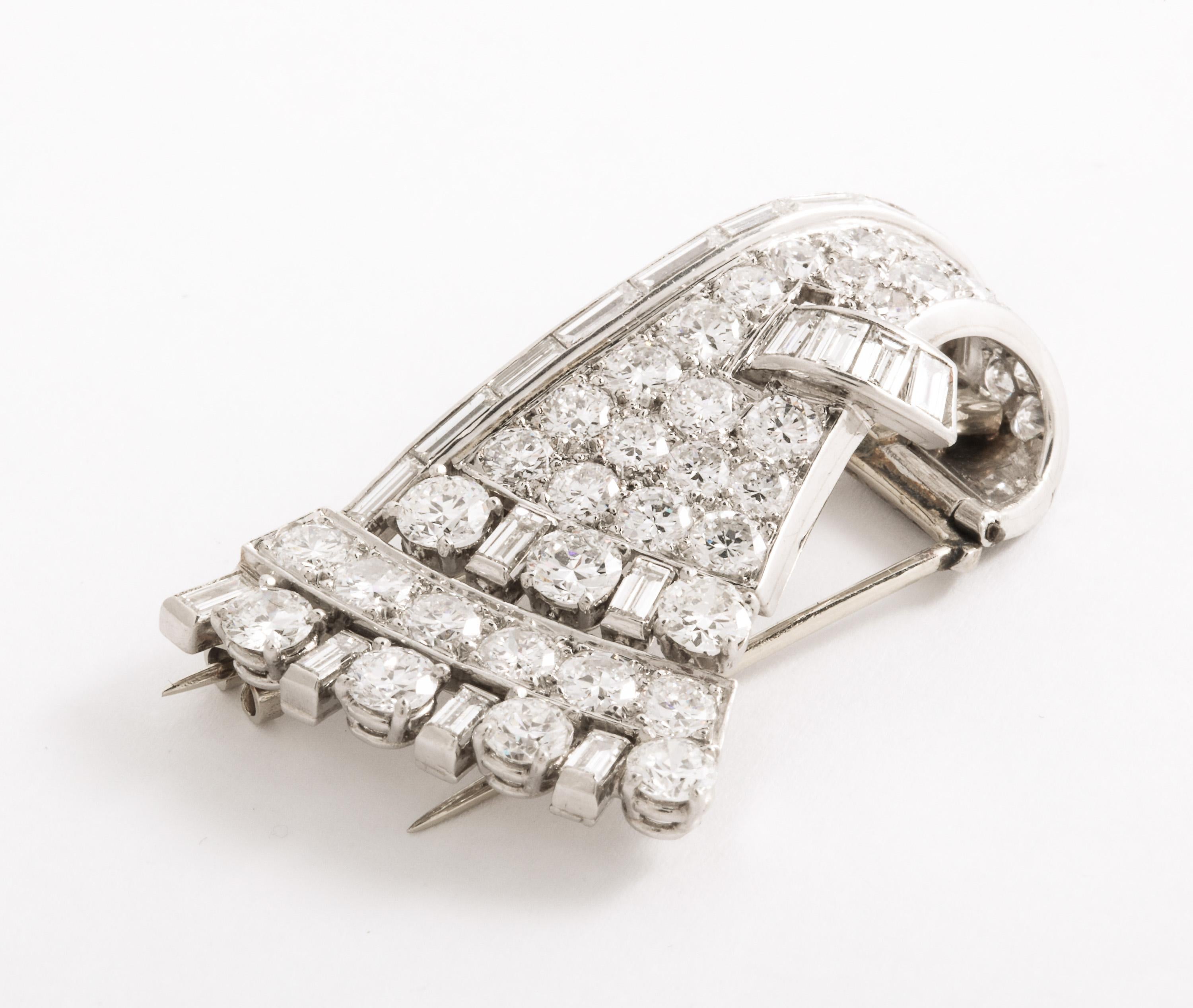 Platinum and Diamond Deco Clip For Sale 2