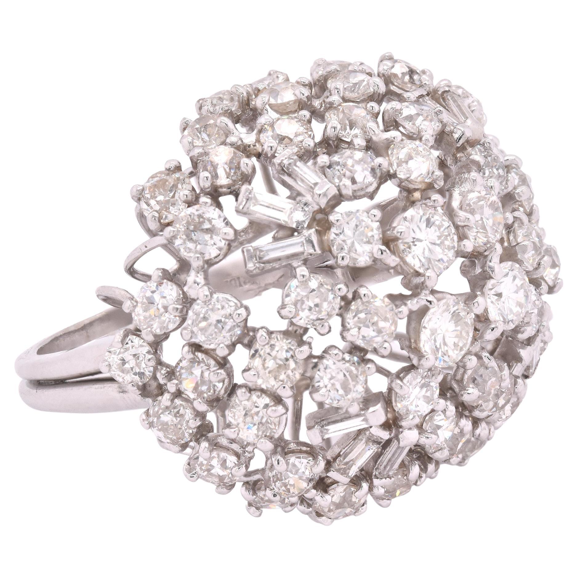 Platin-Platin-Diamant-Doppel-Cocktailring