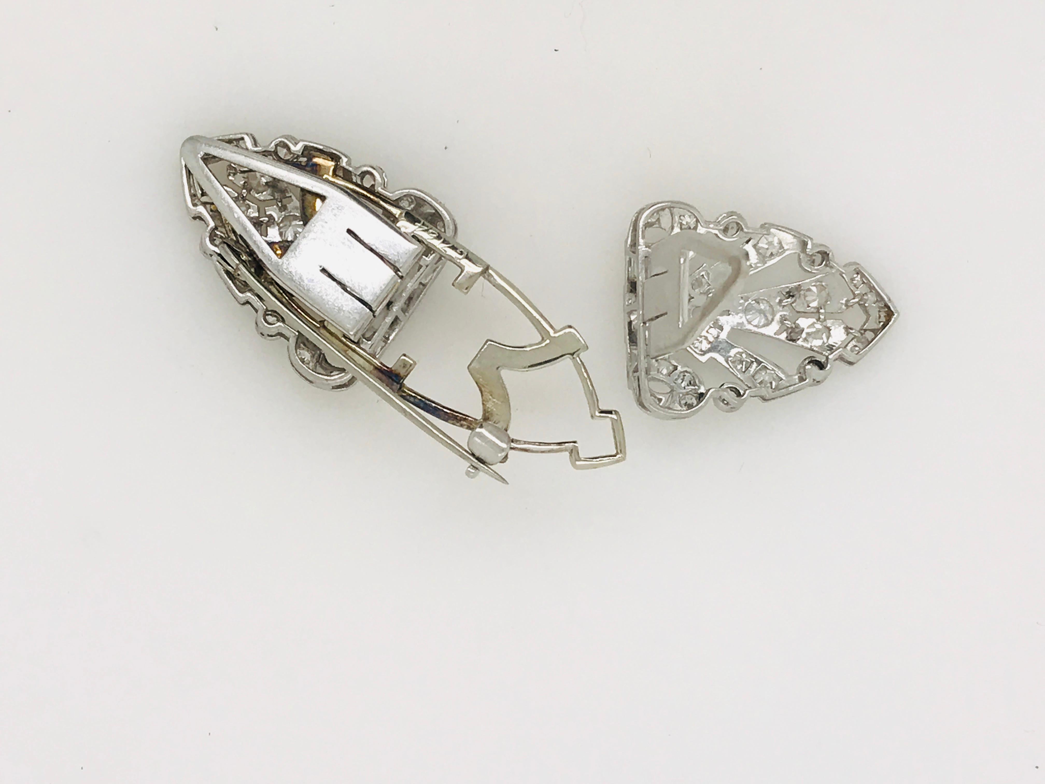 Platinum Diamond Double Clip, circa 1940 In Excellent Condition In Armadale, Victoria