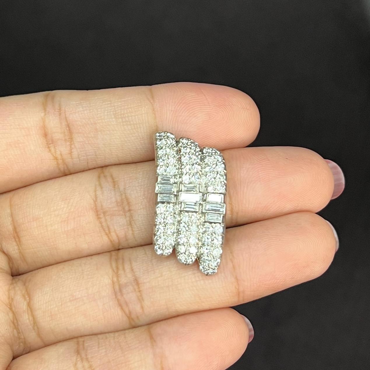 Platinum Diamond Dress Clip For Sale 2