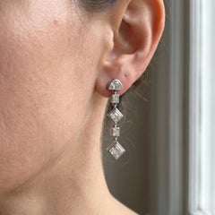 Platinum Diamond Drop Earrings 2.80ct Total