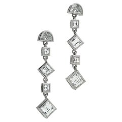 Platinum Diamond Drop Earrings 2.80ct Total