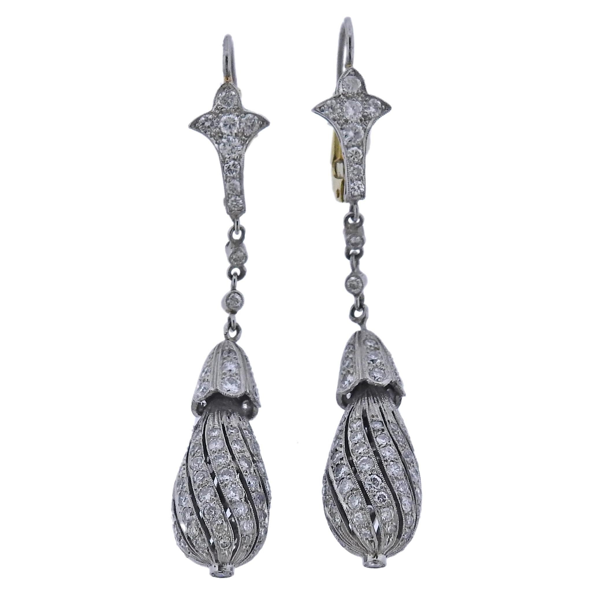 Platinum Diamond Drop Earrings