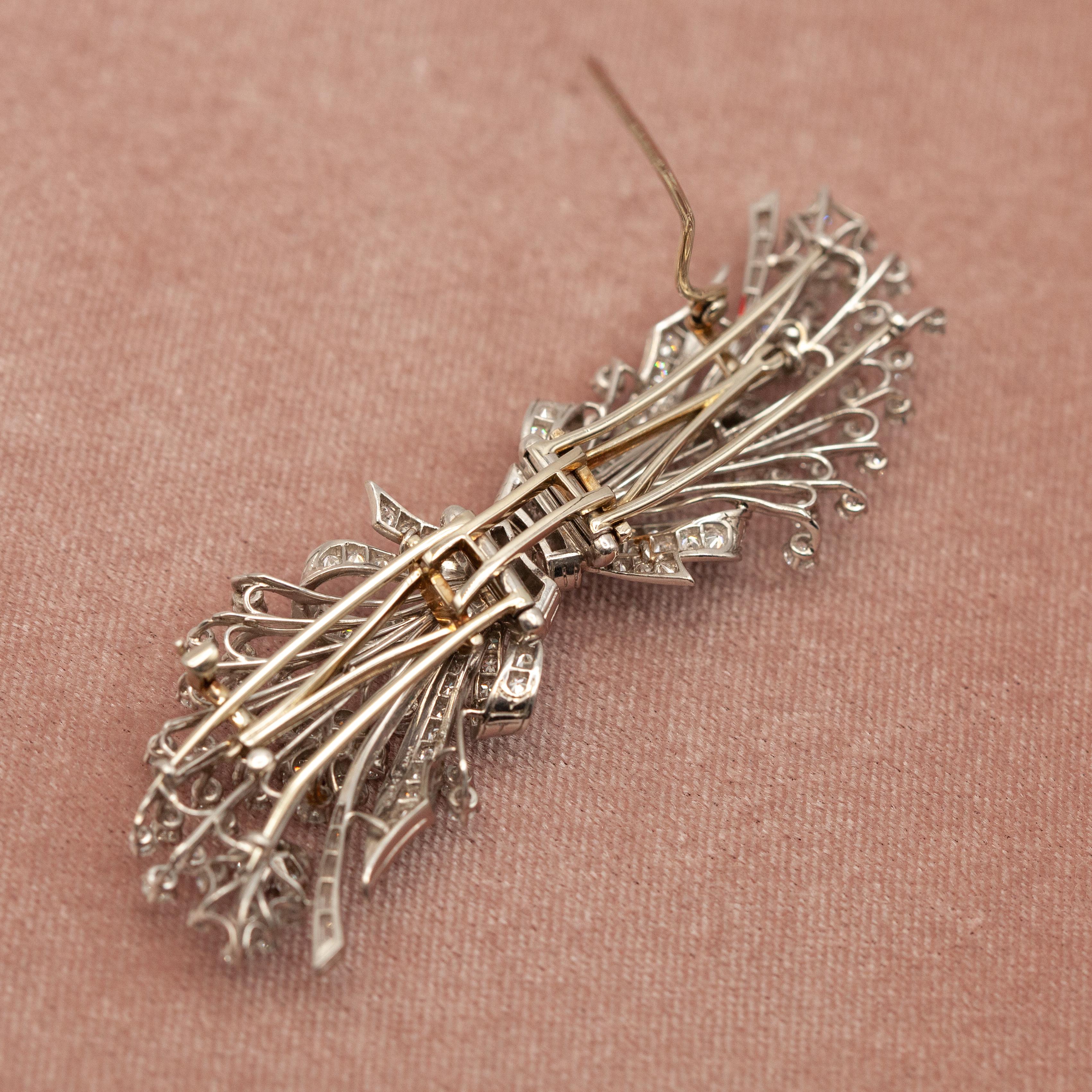 Platin Diamant Duette Clip-Brosche im Angebot 2