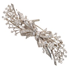 Platinum Diamond Duette Clip Brooch