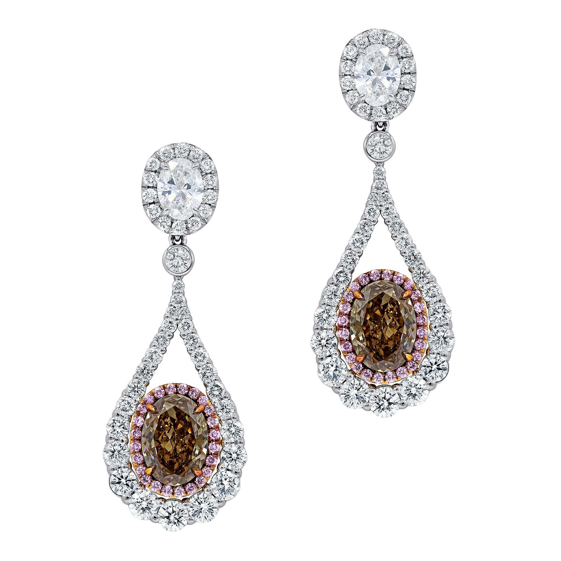 Platinum Diamond Earrings with 5.40ct of Total Diamond For Sale