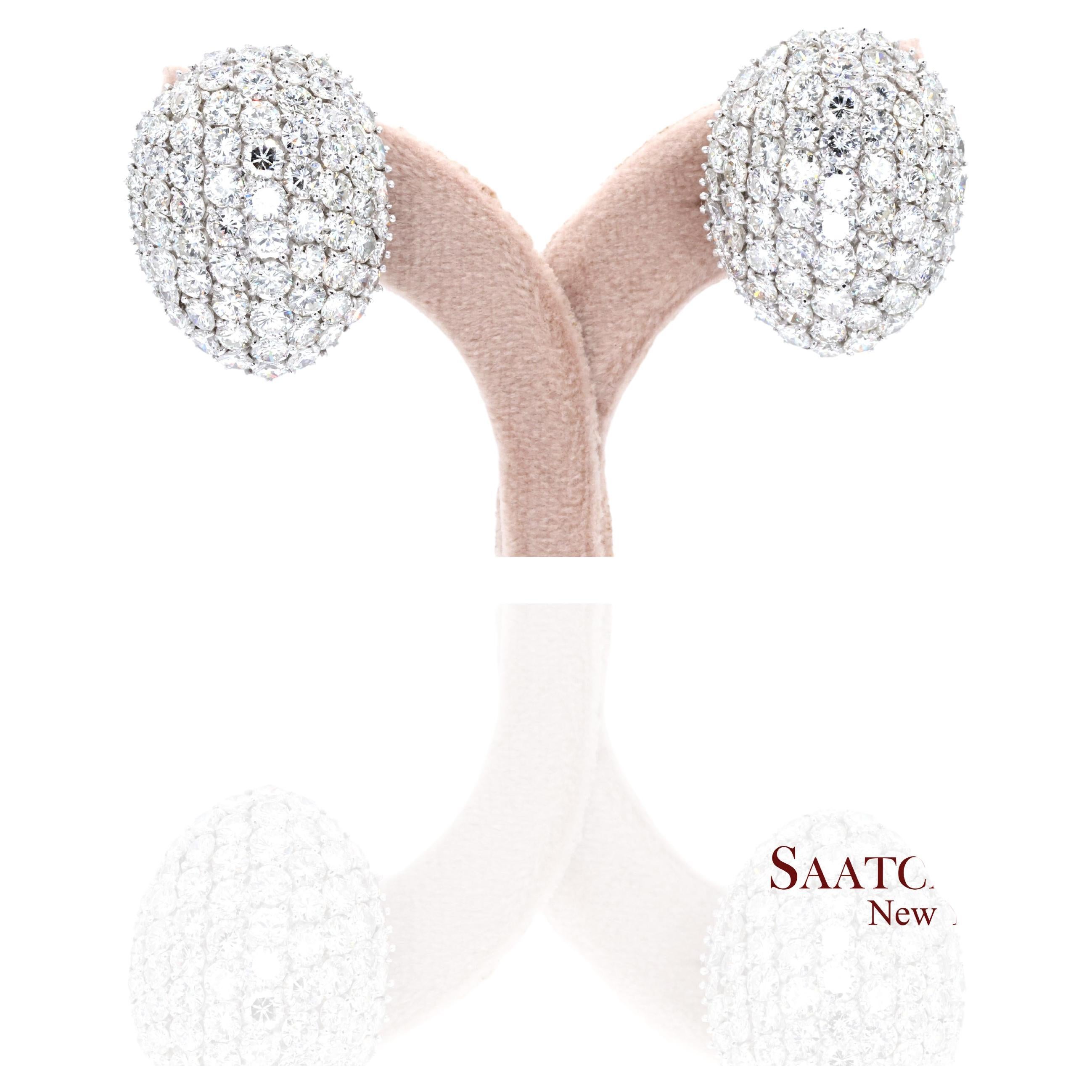 Boucles d'oreilles Platine Diamant Womens Omega Back Luxe Old Money Glam en vente