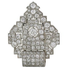 Platinum Diamond Edwardian Single Clip Brooch Pin