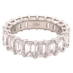 Platinum Diamond Emerald Cut Eternity Band 8.05 Ct