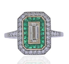 Platinum Diamond Emerald Engagement Ring