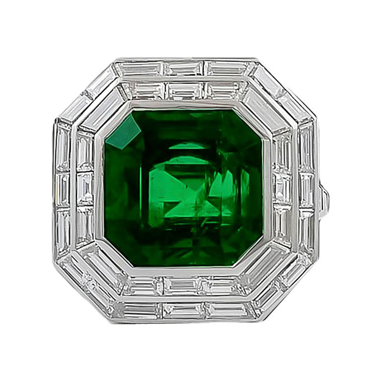 Contemporary Emerald Diamond Ring 11.03 cts