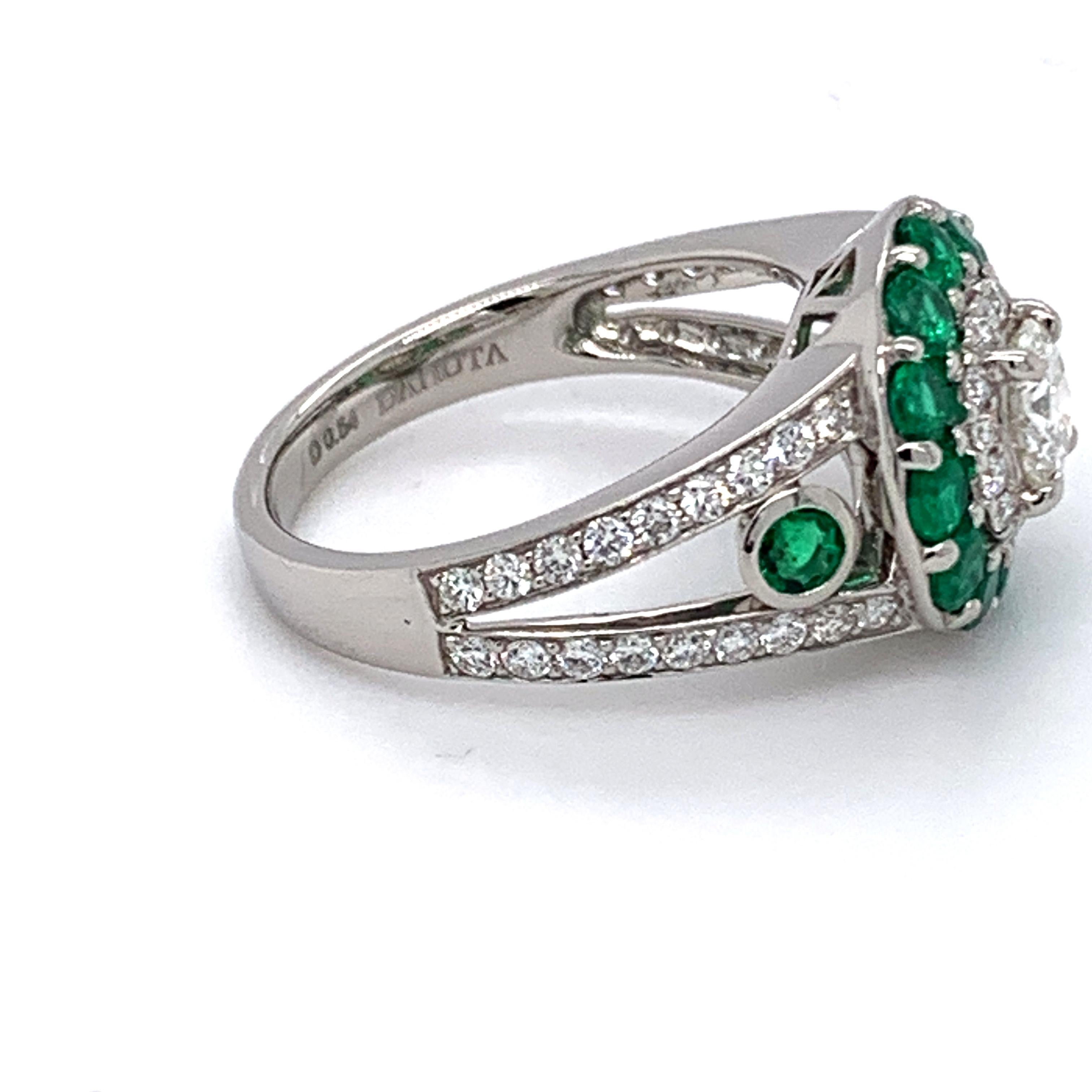 Danuta einzigartiger Verlobungsring aus Platin mit Diamant und Smaragd (Kunsthandwerker*in) im Angebot