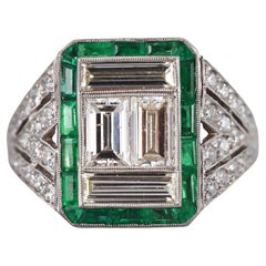 Platinum Diamond Emerald Ring