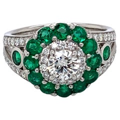 Danuta One of the Kind Platinum Diamond Emerald Engagement Ring