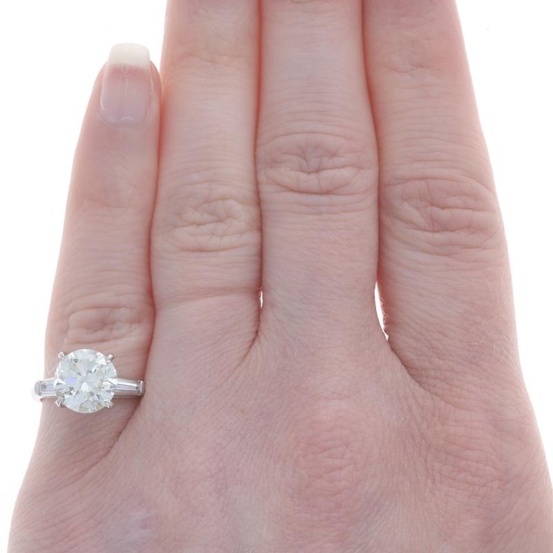 Platin Diamant Verlobungsring - 900 Rund Brillant 3,21ctw GIA (Rundschliff) im Angebot