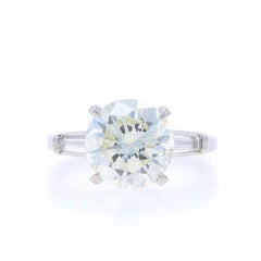 Platinum Diamond Engagement Ring - 900 Round Brilliant 3.21ctw GIA