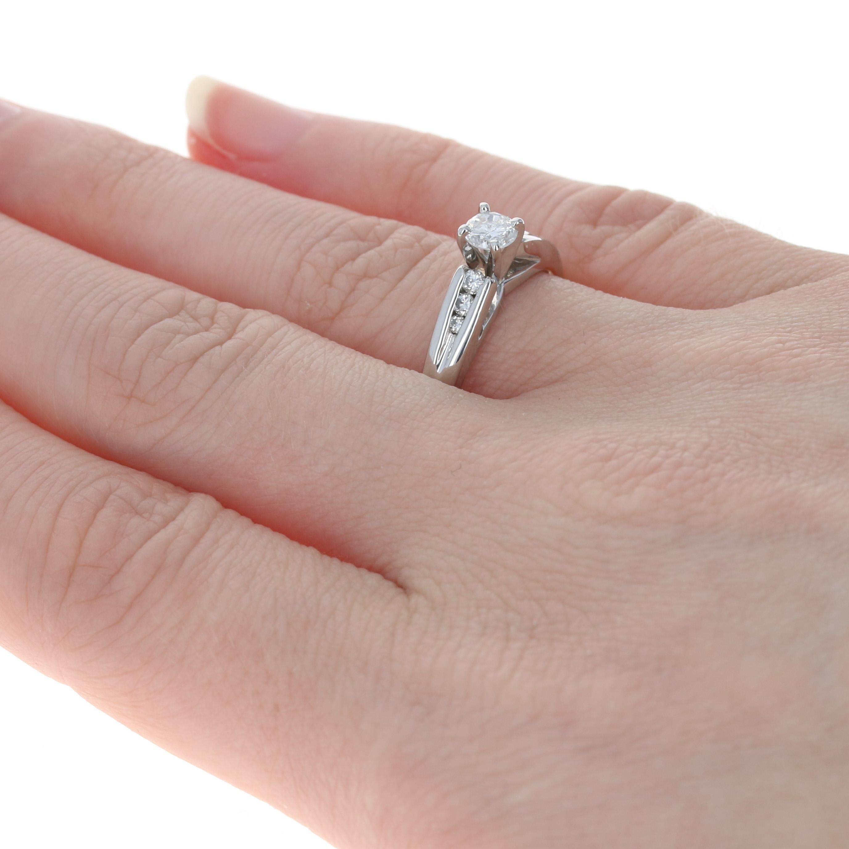 Uncut Platinum Diamond Engagement Ring - 900 Round Brilliant Cut .49ctw Cathedral For Sale