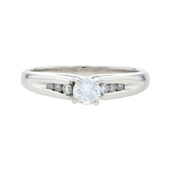 Vintage Platinum Diamond Engagement Ring - 900 Round Brilliant Cut .49ctw Cathedral