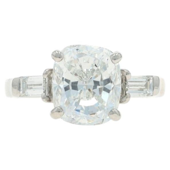 Platinum Diamond Engagement Ring - 950 Cushion 4.56ctw GIA