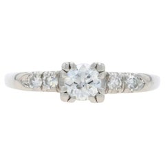 Platinum Diamond Engagement Ring - 950 European .45ctw Vintage