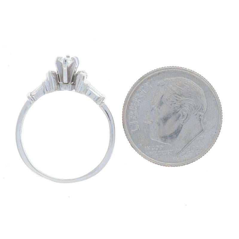 Women's Platinum Diamond Engagement Ring - 950 Marquise & Baguette .70ctw Size 5 For Sale