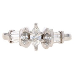 Platin Diamant Verlobungsring - 950 Marquise & Baguette .70ctw Größe 5