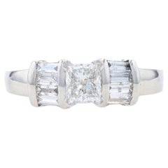 Platinum Diamond Engagement Ring - 950 Princess Cut 1.02ctw Size 6