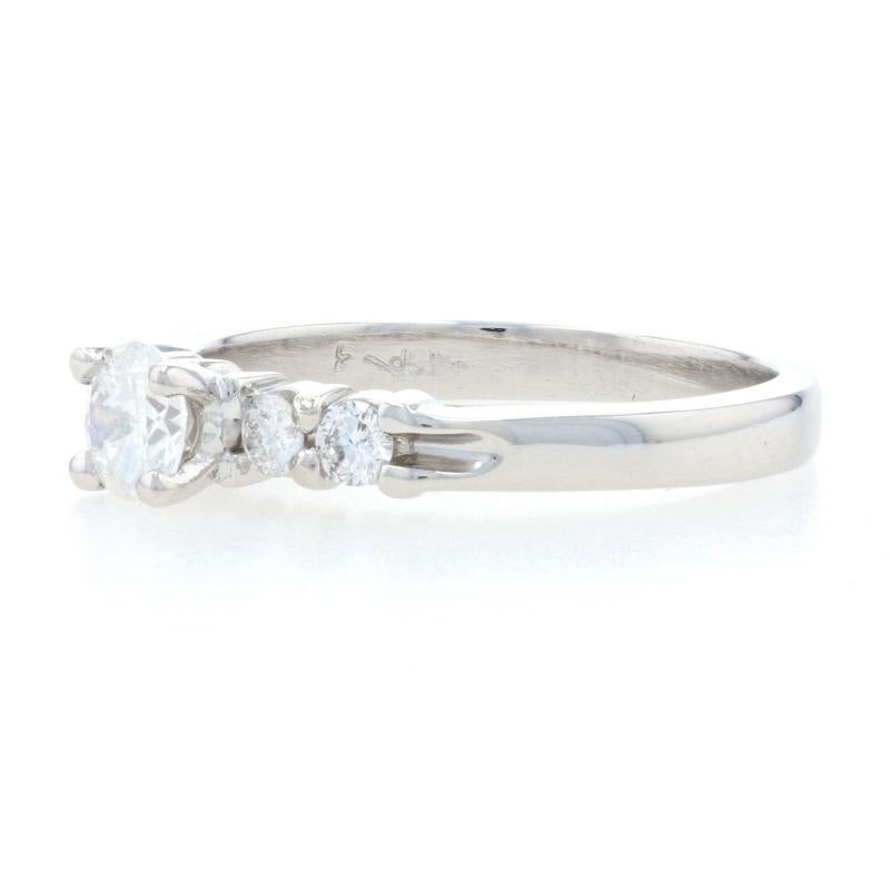 Uncut Platinum Diamond Engagement Ring, 950 Round Brilliant Cut .53ctw For Sale