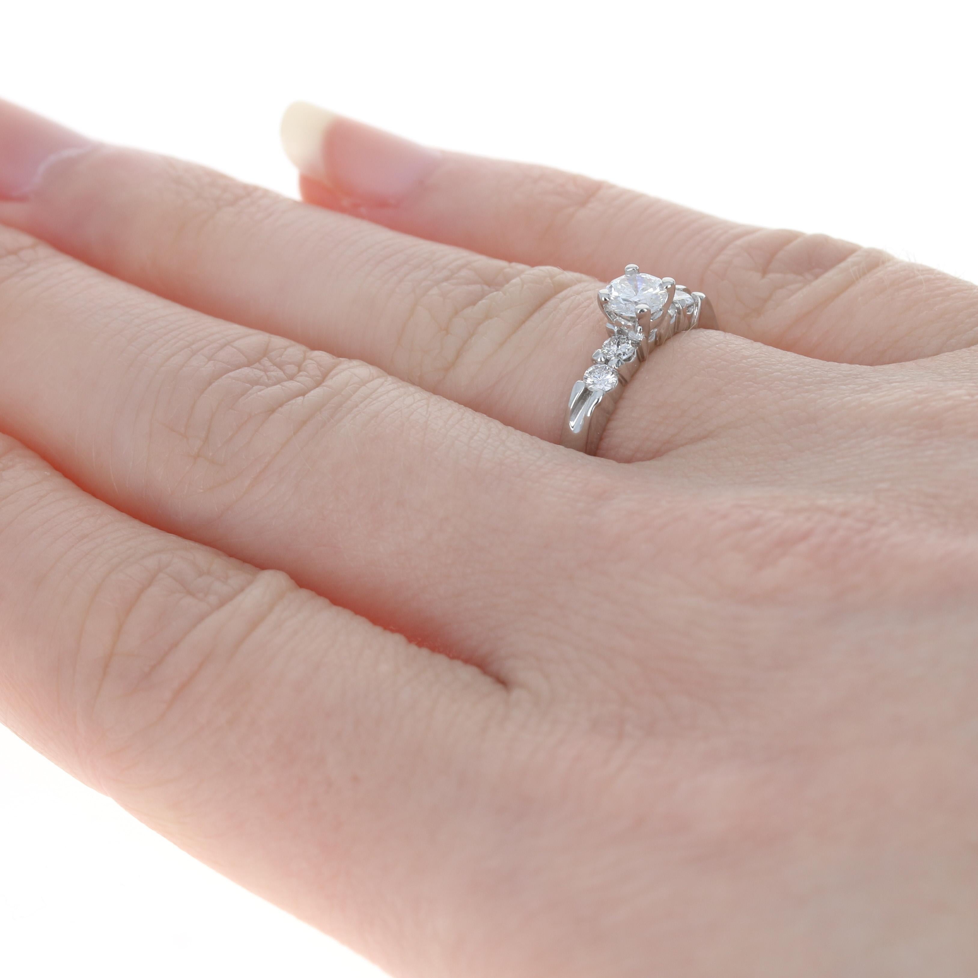 Platinum Diamond Engagement Ring, 950 Round Brilliant Cut .53ctw In Excellent Condition For Sale In Greensboro, NC
