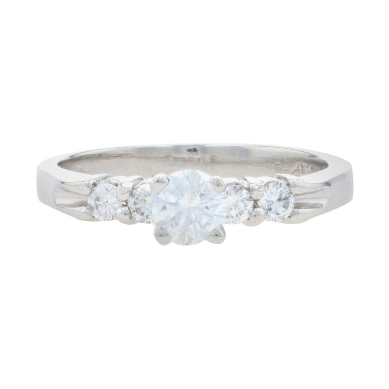 Platinum Diamond Engagement Ring, 950 Round Brilliant Cut .53ctw For Sale