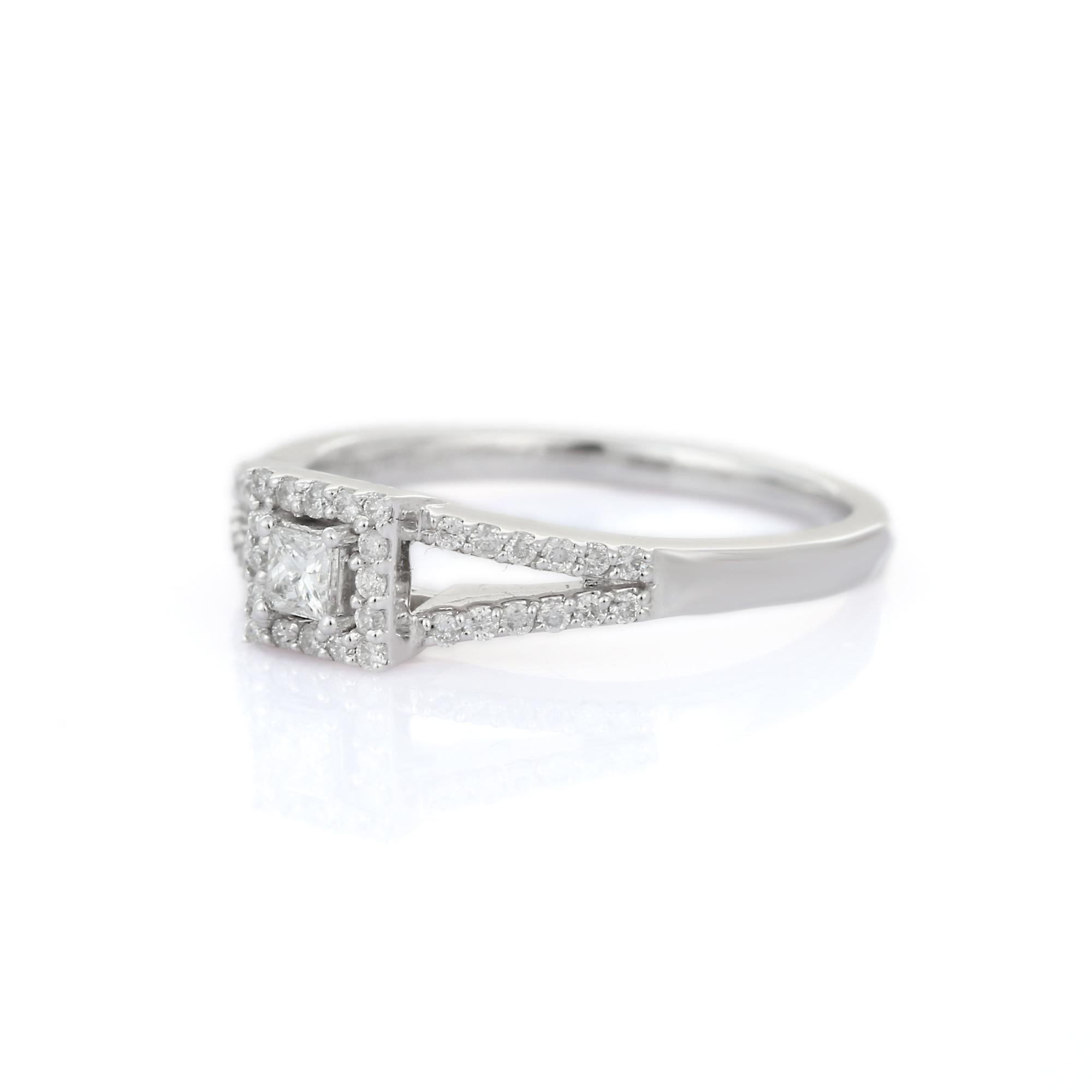 For Sale:  18K White Gold Certified Diamond Engagement Ring 4