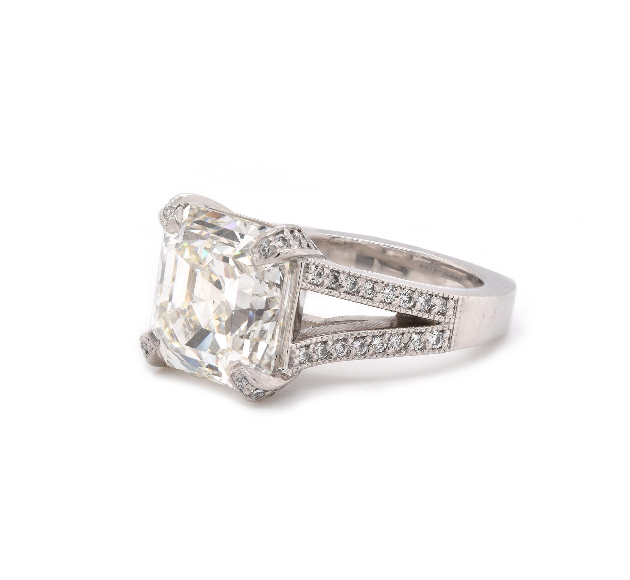 Emerald Cut Platinum Diamond Engagement Ring