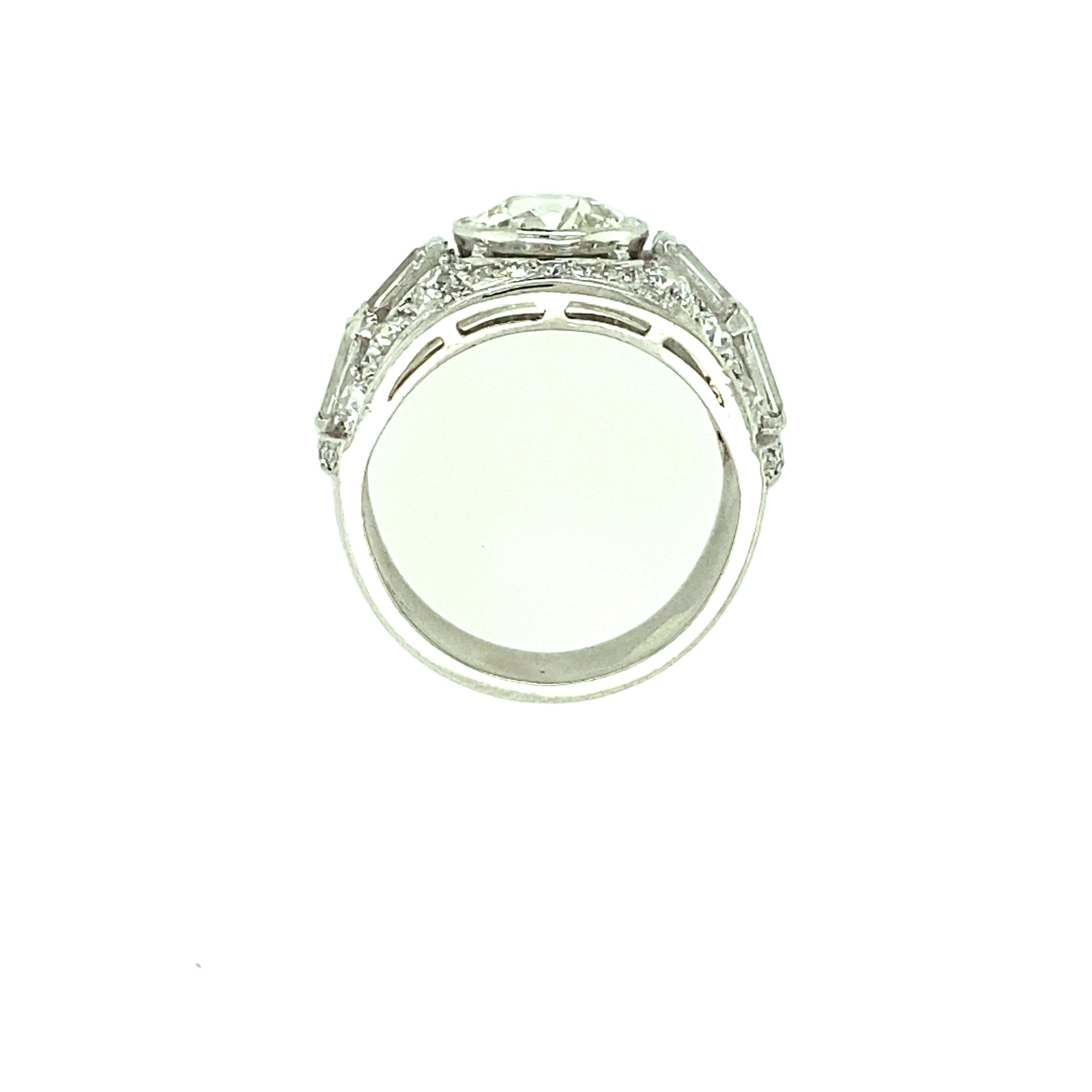 Old European Cut Platinum Diamond Engagement Ring