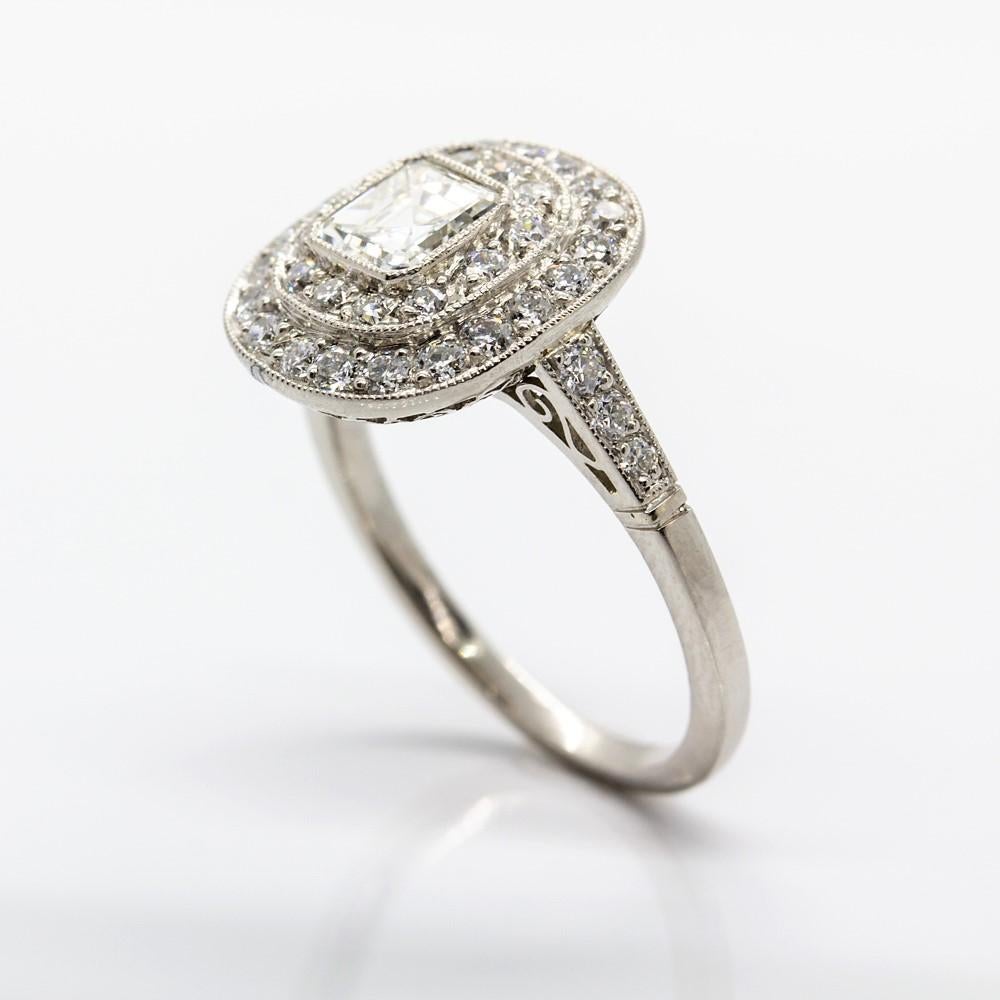 Women's or Men's Platinum Diamond Engagement Ring For Sale