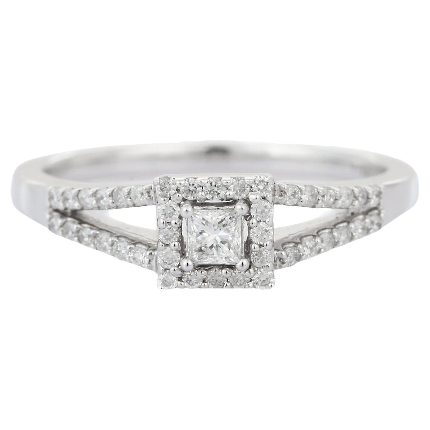 For Sale:  18K White Gold Certified Diamond Engagement Ring
