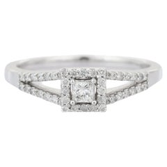 Anello di fidanzamento con diamante certificato in oro bianco 18K