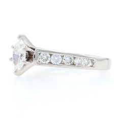 Platinum Diamond Engagement Ring, Marquise Cut .80 Carat Cathedral