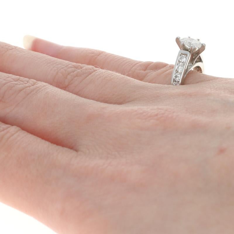 Women's Platinum Diamond Engagement Ring, Marquise Cut .80 Carat Cathedral