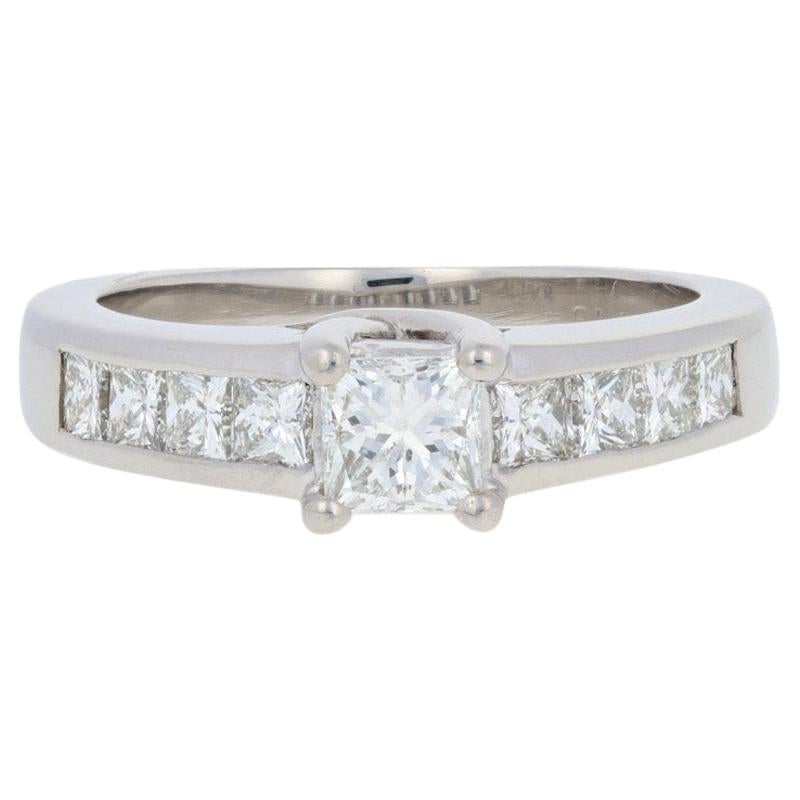 Platinum Diamond Engagement Ring, Princess Cut 1.25 Carat