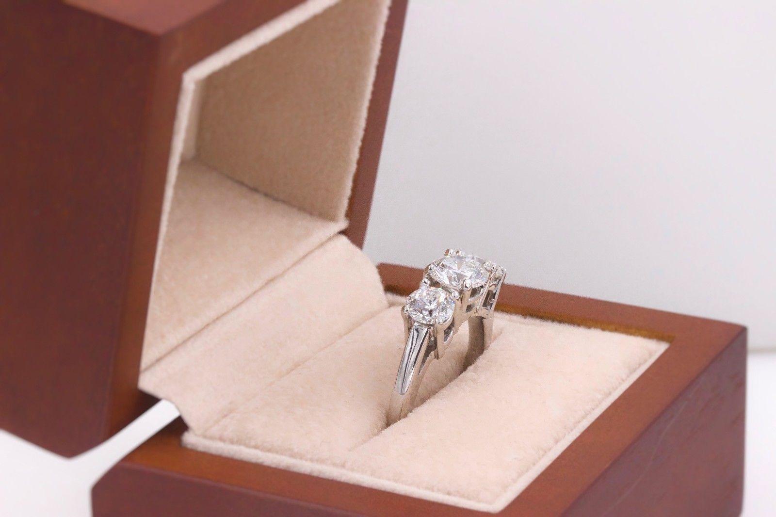Platinum Diamond Engagement Ring Three-Stone Round 2.09 Carat 4