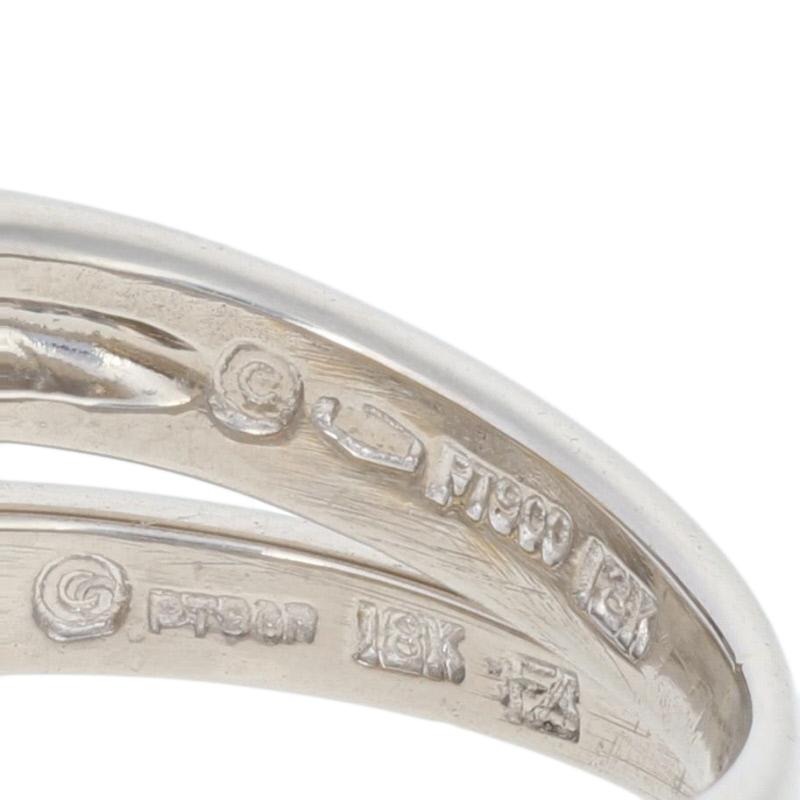 Platinum Diamond Engagement Ring & Wedding Band 900 & Yellow Gold 18k Rnd .80ctw For Sale 3