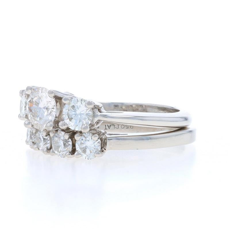 Platin Diamant Verlobungsring & Ehering - Rund Brillant 1,61ctw im Zustand „Hervorragend“ im Angebot in Greensboro, NC