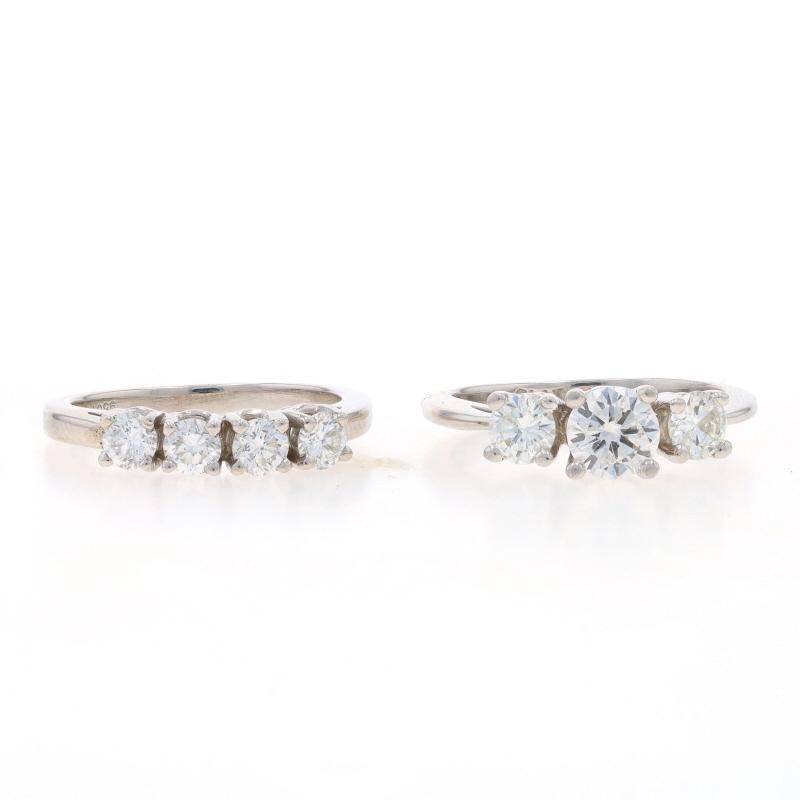 Platinum Diamond Engagement Ring & Wedding Band - Round Brilliant 1.61ctw For Sale 1