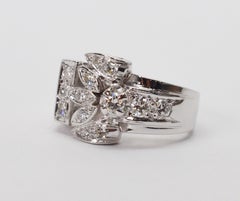 Platinum Diamond Engagement Vintage Cocktail Style Ring