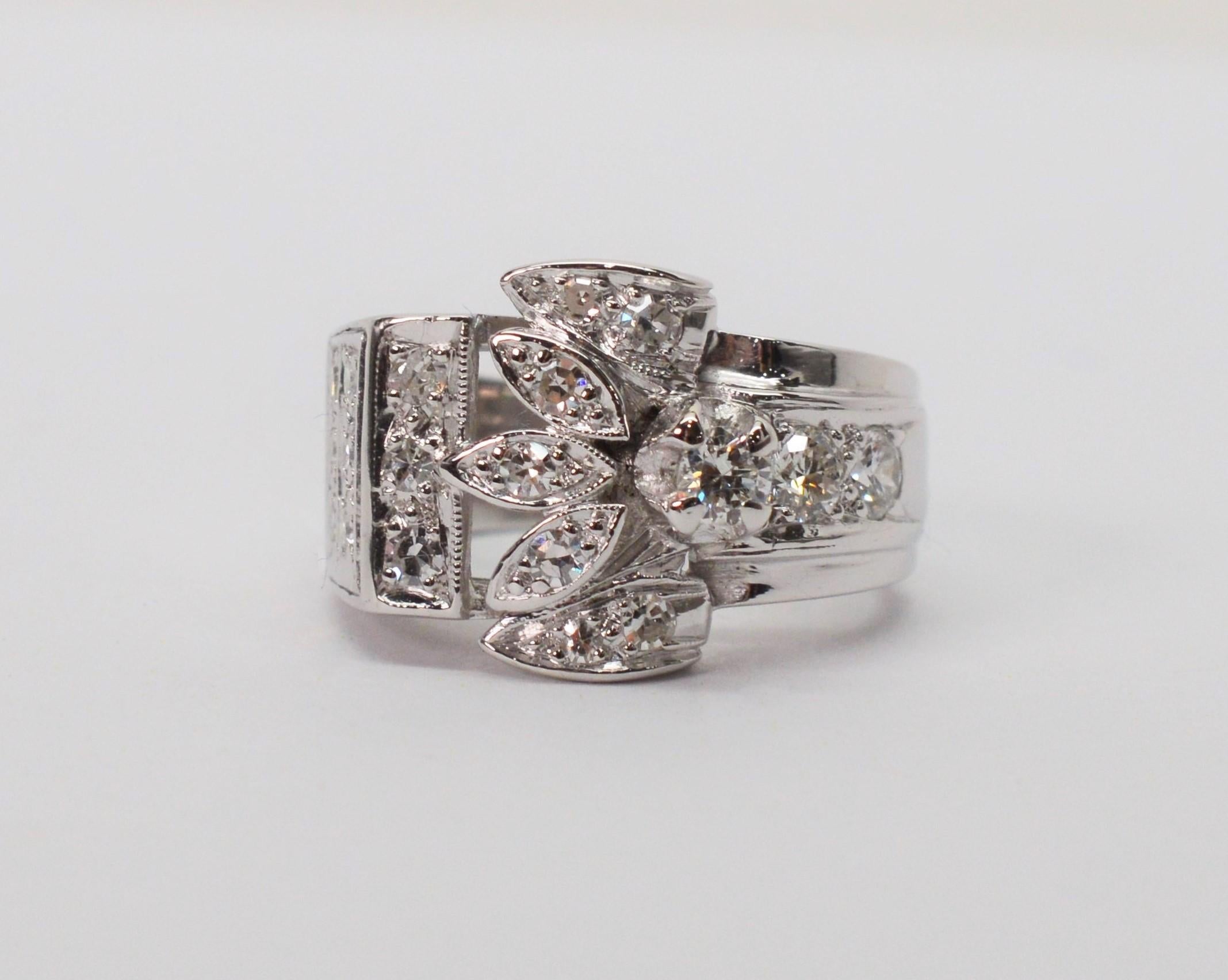 Platinum Diamond Engagement Wide Band Ring In Excellent Condition For Sale In Mount Kisco, NY